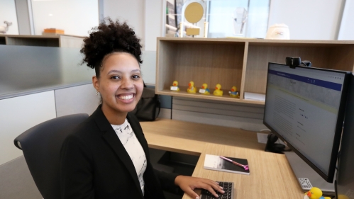 Student working at desk