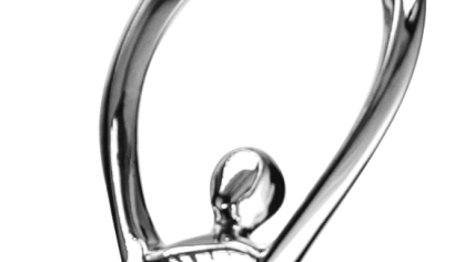 silver statuette with black base