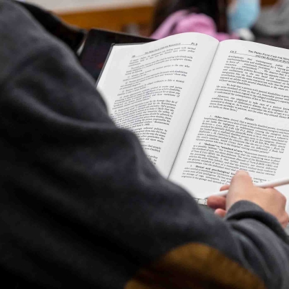 An open book on a desk