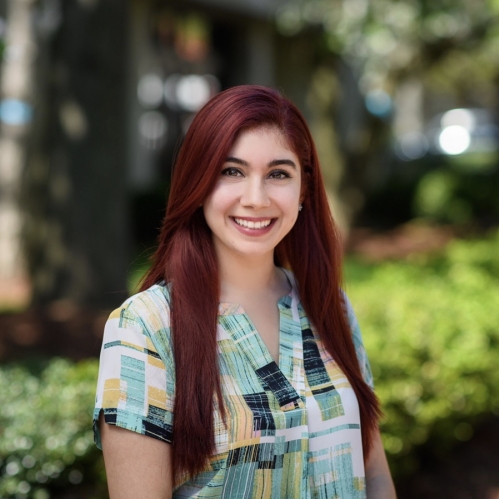 a woman smiling