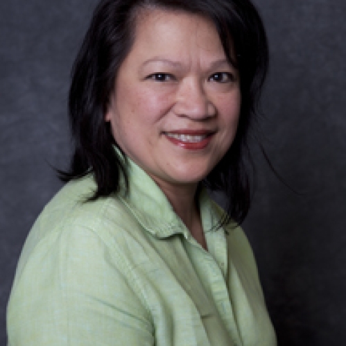 a woman smiling