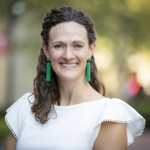 woman smiling outside
