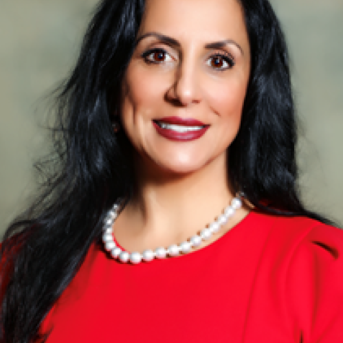 a woman smiling
