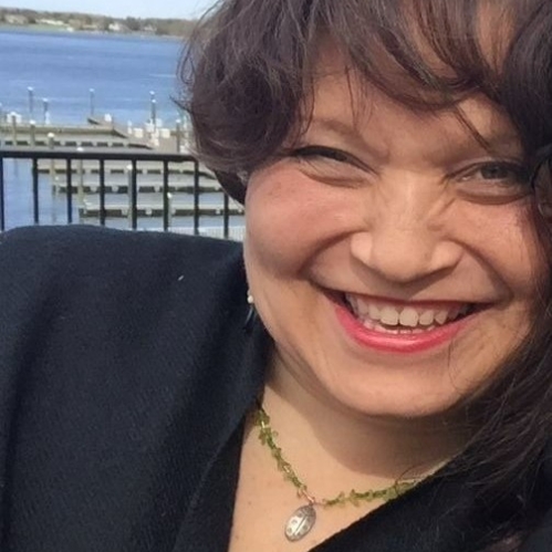 a woman smiling
