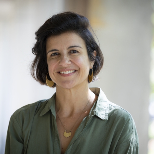 a woman smiling