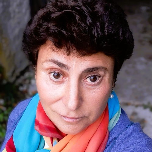 woman wearing colorful scarf outdoors