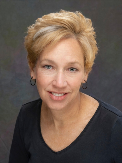 a woman smiling