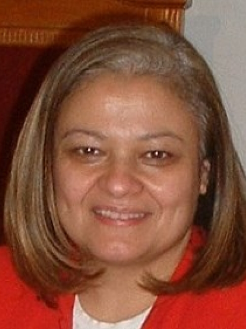 a woman smiling