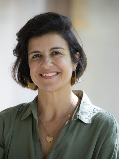 a woman smiling
