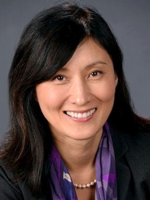 a woman smiling