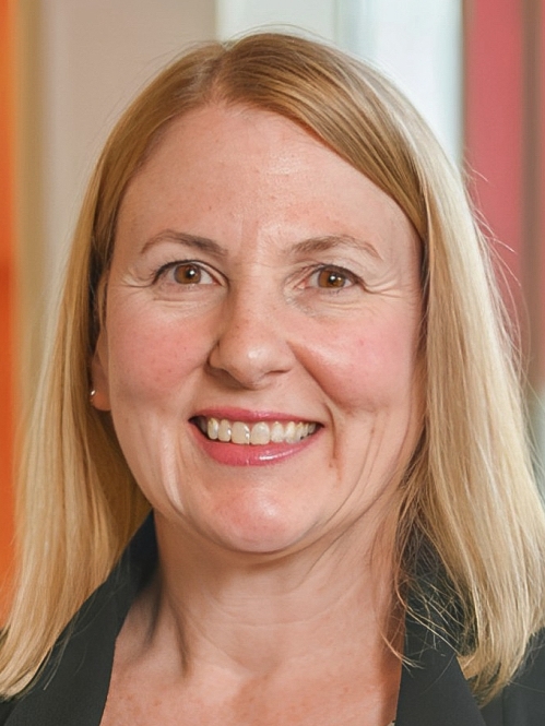 a woman smiling