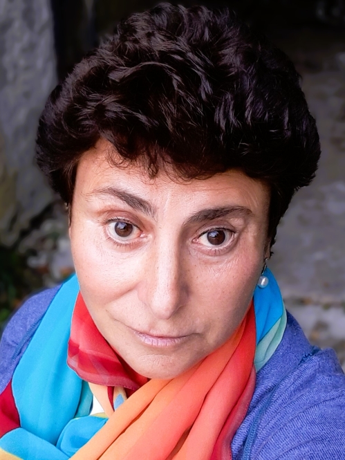 woman wearing colorful scarf outdoors