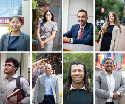 men and women in 8 separate squares smiling