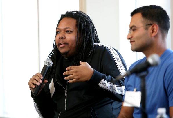 Man holding a microphone in his hand