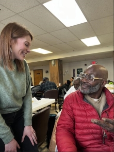 woman and man talking with each other