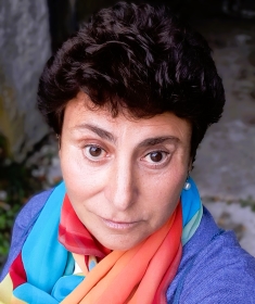 woman wearing colorful scarf outdoors