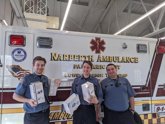 Paramedics from Narberth, Pa., are grateful for the medical supply donations.