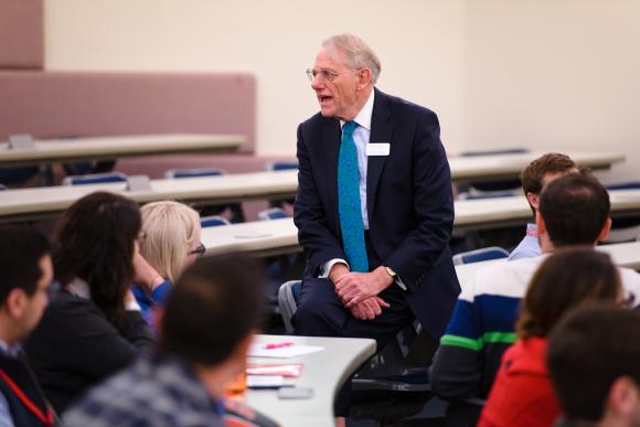 Professor Roger Clark talking to students