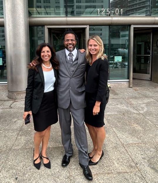 Rutgers Law Professor Laura Cohen, Armond McCloud and Attorney Laura Nirider