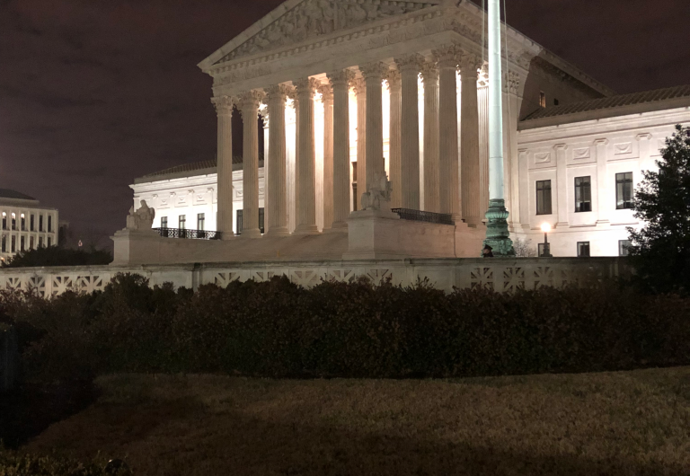 Supreme Court building at night, taken by the students.