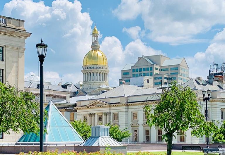 golden dome of the top of the New Jersey statehouse